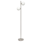 JAC Styles - Lampe de piedlLiam 2 lumineuses de 66 pouces - nickel brossé avec abat-jour blanc-Conception du globe à deux lumières - Les globes en verre blanc décalé créent un intérêt visuel tout en fournissant un éclairage à partir de plusieurs points.