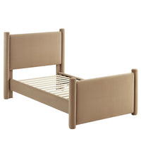 Modway - Rael Performance Velvet Lit à plateforme jumelle, Taupe-Sellerie en velours Performance résistante aux taches
