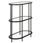 Hudson&Canal - Bibliothèque ovale Leif de 76 cm de large - Bronze noirci-Les étagères supérieure et inférieure ont une capacité de poids de 30 lb chacune, l'étagère du milieu peut supporter 20 lb