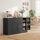 HOMCOM - Buffet moderne 55 po avec tiroir et étagères latérales de rangement - noir-Des porte-épices exclusifs sur les portes permettent de ranger les épices et les collations, réduisant l’encombrement 