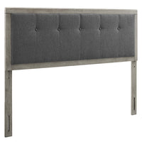 Modway - Draper Touffe Tissu et bois Tête de lit Queen, Charbon de bois gris-Tête de lit reine rembourrée