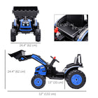 Aosom - kids digger Ride-On excavator 6v battery powered - blue-Phares réalistes pour une expérience de conduite authentique 