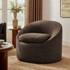 Modway - Sadie Slipcover Mélange de lin Chaise d’accent ronde - Cacao-Coussins de duvet fondu