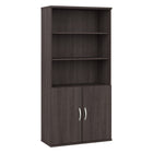 Bush Business Furniture - Bibliothèque hybride haute à 5 étagères avec portes, gris tempête (HYB024SG)-L'ensemble comprend : une grande bibliothèque à 5 étagères et un kit de portes mi-hauteur