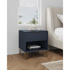 Manhattan Comfort - Table de nuit moderne DUMBO 20,07" à 1 tiroir - Bleu Minuit-Comprend 1 tiroir à extension totale avec tiroir supérieur au design à rainures verticales