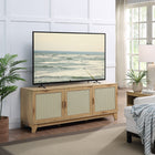 Manhattan Comfort - Meuble TV Sheridan 62,99 po style Mid-Century Modern - Nature-Matériau de canne en PVC de haute qualité avec cadre en MDF finition mélaminée
