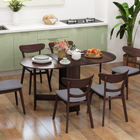 HOMCOM - Table à manger ovale pliante avec abattants, gain de place pour 4 à 6 personnes - brun vieilli-Le grand plateau offre suffisamment d’espace pour accueillir jusqu’à six personnes 