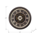 Monarch Specialties - Horloge - 23 po Rond - Mécanisme D'Engrenage - Horloge Murale - Brun - Transitionnel-Avec ses aiguilles classiques en métal noir surmontant les engrenages mobiles en métal bronze, cette horloge analogique sans tic-tac sera le point fort de votre espace