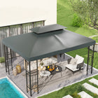 Outsunny - Toit de rechange pour pavillon 13 pi L x 10 pi l, 2 niveaux, couverture supérieure UV, jardin, terrasse, extérieur, gris foncé (SEULEMENT LE HAUT)-Le toit pratique s'adapte à une structure de 13,1 po L x 9,8 po l  