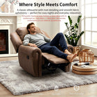 Ebello - Chemika Fauteuil inclinable manuel grand format à rembourrage ultra-doux classique de 40,9 po avec clous décoratifs, couleur brun-8
