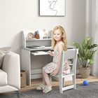 Qaba - Ensemble bureau et chaise pour enfants avec étagères de rangement - Gris-Fabriqué avec une construction robuste avec des bords arrondis 