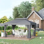 Outsunny - Pavillon de patio 13 pi l x 10 pi L - auvent de pavillon d’extérieur - gris foncé-Toit résistant aux UV avec revêtement PA
