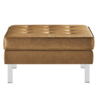 Modway - Loft Touffe Cuir végane Fauteuil et ensemble ottoman - Silver Tan-8
