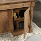 Sauder -Bureau de luxe Palladia, chêne vieilli-Tiroirs-classeurs avec glissières pleine extension pour chemises suspendues de formats lettre, légal ou européen