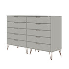 Manhattan Comfort - Rockefeller ensemble de commodes de chambre à coucher style milieu du siècle - blanc cassé et naturel - ensemble de 3-19,02 po L x 69,72 po l x 44,57 po H