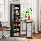 HOMCOM - Bureau d’ordinateur convertible mural rabattable avec tableau blanc - noir-Design 2-en-1 combinant un bureau pliant avec une étagère de rangement ouverte, offrant un grand espace de stockage pour les livres et les fournitures de bureau essentielles