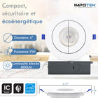 Impotek - Luminaire encastré orientable DEL 4 po 9W 5CCT gradable – Paquet de 4-Garantie limitée de 5 ans du fabricant
