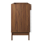 Modway - Render 48" Meuble de toilette de salle de bain compatible double lavabo (non inclus) - Noyer blanc-Portes à fermeture douce