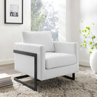 Modway - Posse Tissu rembourré Chaise d’accent - Noir Blanc-Rembourrage en tissu polyester