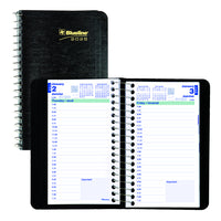 Blueline - 2025 Agenda quotidien Couverture d'aspect lézard - Reliure spirale - 6 po x 3-1/2 po - Noir - Bilingue-L'avenir de la planification est ici. Blueline est fier de présenter l'application de rappels Blueline inkLink qui relie votre agenda à votre téléphone. Restez organisé comme jamais auparavant grâce à nos agendas Blueline et la technologie du Code QR. Priorisez des rappels, recevez des notifications, prennez des notes et dressez des listes de tâches. Disponible dès maintenant sur App Store et Go