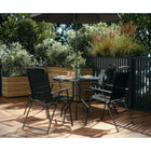 Flash Furniture - Ensemble de jardin couleur noire de 6 pièces avec table, parasol et 4 chaises pliantes-Finition enduite de poudre noire