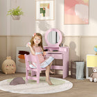 Qaba - Coiffeuse pour enfants avec miroir et tabouret - Rose-Material: MDF 