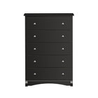 PrepacMC – Commode à 5 tiroirs Sonoma, 45 1/4 po, noir-Bois composite stratifié noir et de fabrication robuste MDF
