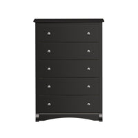 PrepacMC – Commode à 5 tiroirs Sonoma, 45 1/4 po, noir-Bois composite stratifié noir et de fabrication robuste MDF