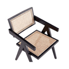 Manhattan Comfort - Lot de 2 chaises de salle à manger Hamlet 19,67 po style industriel chic avec accoudoirs - noir et cannage naturel-10