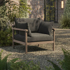Modway - Eleni Terrasse extérieure Bois de teck Fauteuil - Gris silex-Siège à lattes