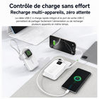 Rwan - Banque d’alimentation magnétique sans fil de 10 000 mAh avec support, câble USB-C et chargeur Apple Watch - blanc-Le format compact blanc convient aux voyages, aux déplacements, au travail et à un usage quotidien