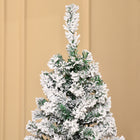 HOMCOM - Sapin de Noël artificiel 6' enneigé pré-illuminé avec lumières - vert-Pieds en acier pliables et démontables pour un rangement facile 