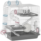 PawHut - Cage à hamster 3 niveaux, cage portable pour gerbille avec tunnel - gris-Cette cage pour hamster dispose de trois niveaux et de tubes ludiques, offrant une aventure et de l’espace sans fin  
