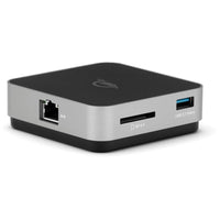OWC - Station d'accueil de voyage USB-C 6 ports E-6 ports : Optimisez votre connectivité mobile avec deux ports USB 3.2 Type-A, un port HDMI 2.0, un lecteur de carte SD, un port Gigabit Ethernet et un port d'alimentation USB-C