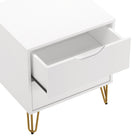 Manhattan Comfort - Table de nuit Avira 20" style mid-century moderne à 2 tiroirs - Blanc-Des pieds en métal élégants apportent une touche contemporaine et un soutien solide