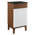 Modway - Render 18" Vanette de salle de bain - Noyer blanc Noir-Style moderne du milieu du siècle