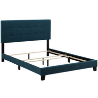 Modway - Amira Tissu rembourré Lit simple, Azure-Cadre de lit avec tête de lit