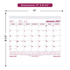 Brownline - 2027 Calendrier mural - 11 po x 8 1/2 po-Un mois par feuille, un bloc légèrement ligné par jour