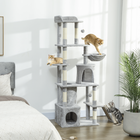 PawHut arbre à chat, grande tour pour chat 67 po avec 7 poteaux à griffer - gris clair-Design à plusieurs niveaux avec une échelle pour un chemin d'escalade facile pour les chatons  
