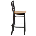 Flash Furniture - Tabouret de restaurant de la série HERCULES en métal noir avec dossier échelle - siège en bois naturel-Assemblage soudé