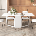HOMCOM - Table à manger pliante à abattant 67 po avec étagères de rangement pour 4 personnes - blanc-Design élégant avec des lignes épurées et une couleur blanche pour une touche d’élégance