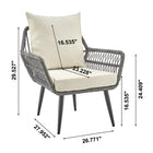 Manhattan Comfort - Ensemble moderne de patio Cannes pour 2 personnes avec table d’appoint - gris et crème - lot de 3-Coussins amovibles avec fermeture éclair Fabriqués en tissu imperméable de haute qualité Tissu lavable