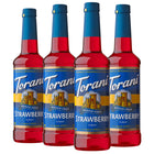 Torani - Sirop fraise sans sucre -750 mL - paquet de 4-Plus que simple café : Idéal pour les lattes, les frappes, les sodas artisanaux, les thés, les limonades, les mocktails, les desserts et autres boissons mélangées congelées