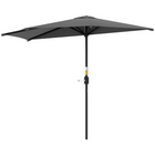 Outsunny - Parasol demi-rond pour terrasse avec manivelle et évent - 9,8 pi - gris foncé-Parasol pratique pour offrir plus d’ombre