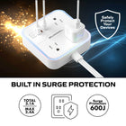 Bell+Howell - Parasurtenseur à 3 prises avec bloc d'alimentation à DEL et 1 port USB-A et 2 ports USB-C - Cordon de 6 pi-Le design compact est idéal pour la maison, le bureau et même pour les voyages