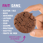 Allergy Smart - Biscuits - Chocolat Double - 28g - 40 Pack-Mélange De Farine Sans Gluten (farine D’avoine, Poudre De Cacao*) Sucres (cassonade*, Sirop D’érable, Sucre Inverti*, Sirop De Tapioca), Brisures De Chocolat (sucre, Chocolat Non Sucré, Beurre De Cacao), Shortening Durable Du Palmier, Extrait De Vanille, Arôme De Vanille, Poudre À Pâte Sans Aluminum, Sel D’himalaya, Bicarbonate De Soude Sans Aluminum.
*ingrédients Biologique