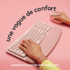 Logitech - Wave Keys clavier ergonomique sans fil - Rose-Confort de frappe toute la journée: le design courbé de ce clavier compact place vos mains, poignets et avant-bras dans une position de frappe naturelle 