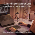 Logitech - MX Anywhere 3S for Mac, souris Bluetooth compacte sans fil, 8 000 PPP sur toute surface, clics discrets, USB-C - Gris-Un meilleur flow grâce à des clics discrets: avec la fonctionnalité de clics discrets, la Souris Logitech Sans Fil MX Anywhere 3S atténue le bruit des clics pour favoriser la concentration.