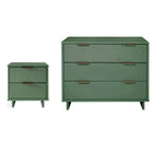 Manhattan Comfort Granville Modern Dresser and Nightstand Set - Sage Green-Modern-Contemporary with a taste of Glam Bedroom Dresser Set. Includes 1 Dresser and 1 Nightstand.