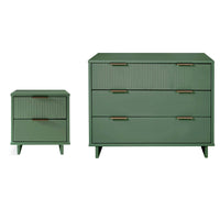Manhattan Comfort - Granville commode et table de chevet modernes - vert sauge - ensemble de 2-Commode de chambre moderne-contemporaine avec une touche de glamour comprenant 1 commode et 1 table de nuit
